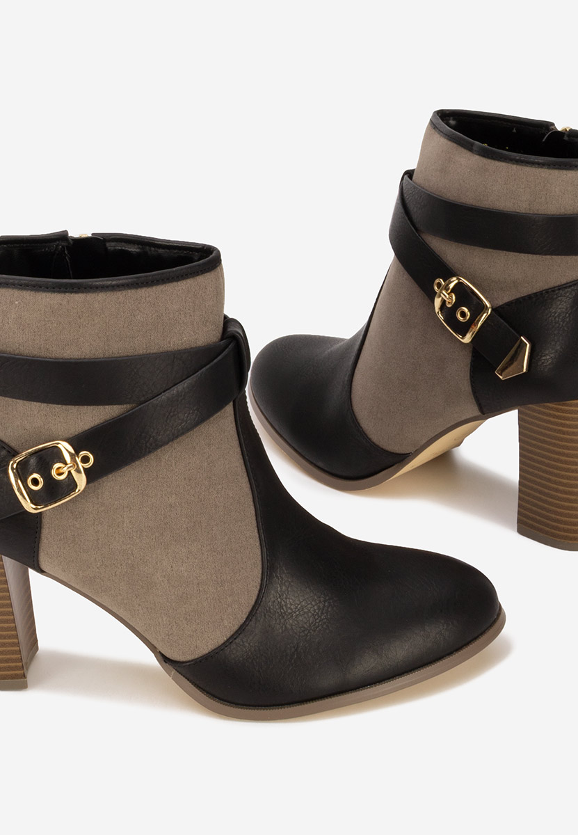 Botine cu toc gros Elbada negre