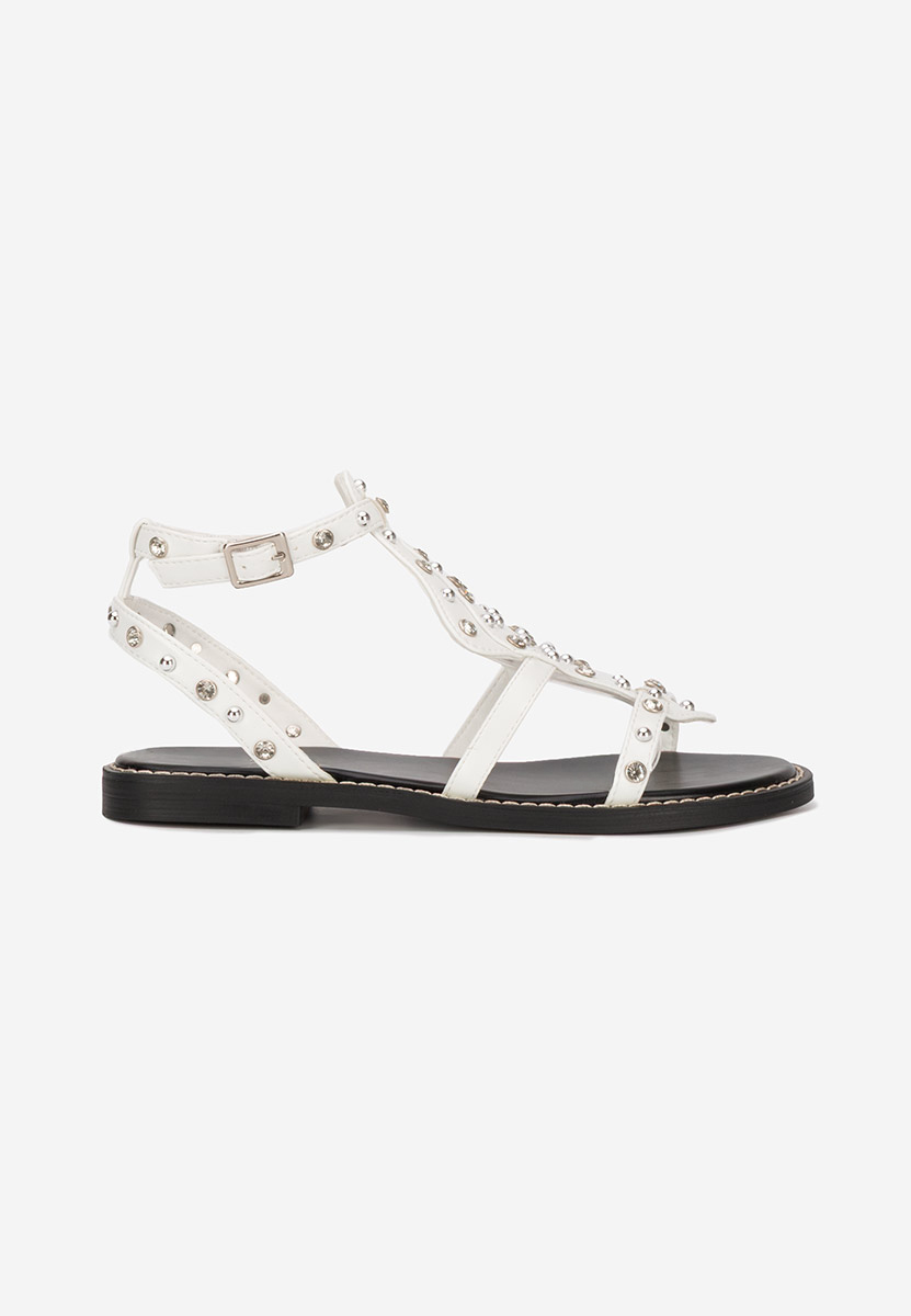 Sandale cu pietricele Liatha albe
