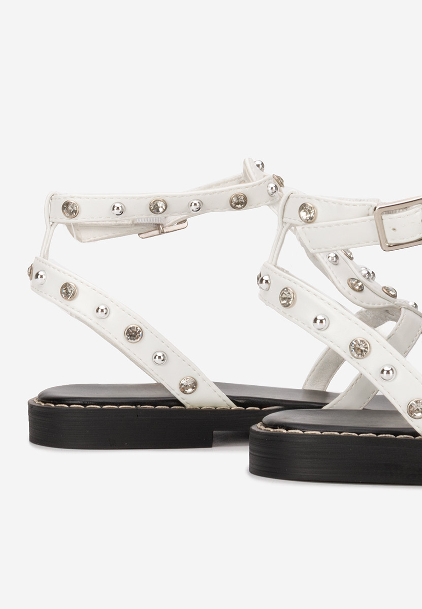 Sandale cu pietricele Liatha albe