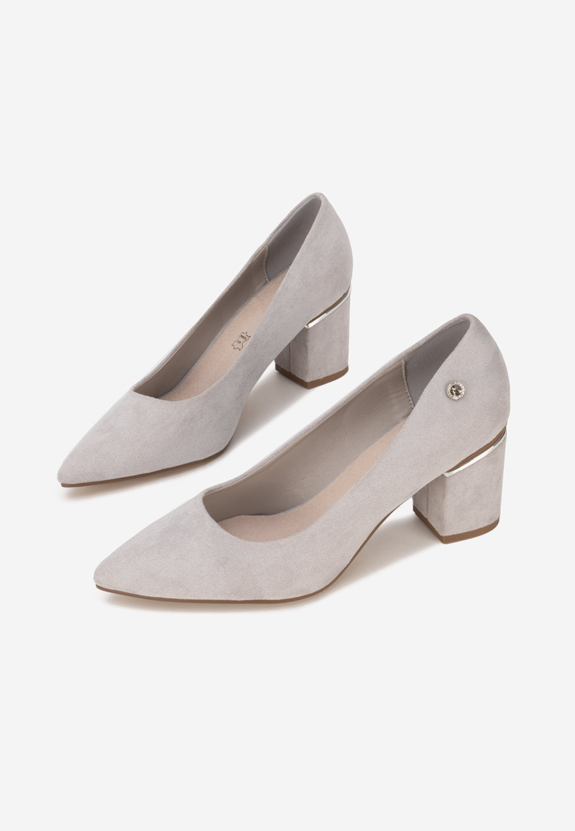 Pantofi cu toc gros V3 Nelia gri