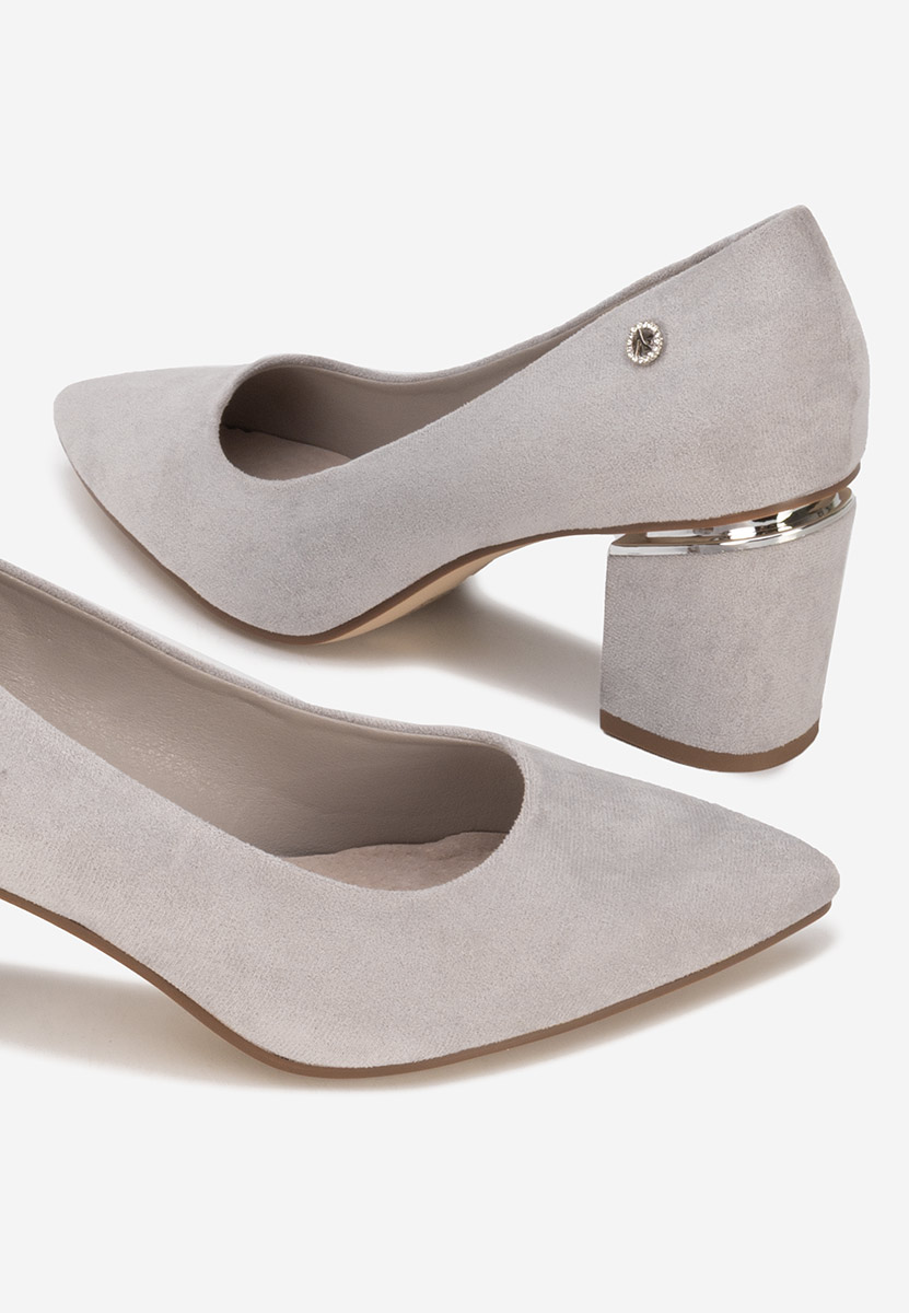 Pantofi cu toc gros V3 Nelia gri