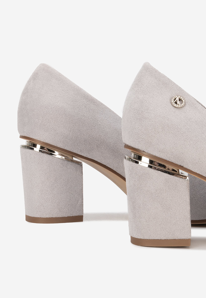 Pantofi cu toc gros V3 Nelia gri