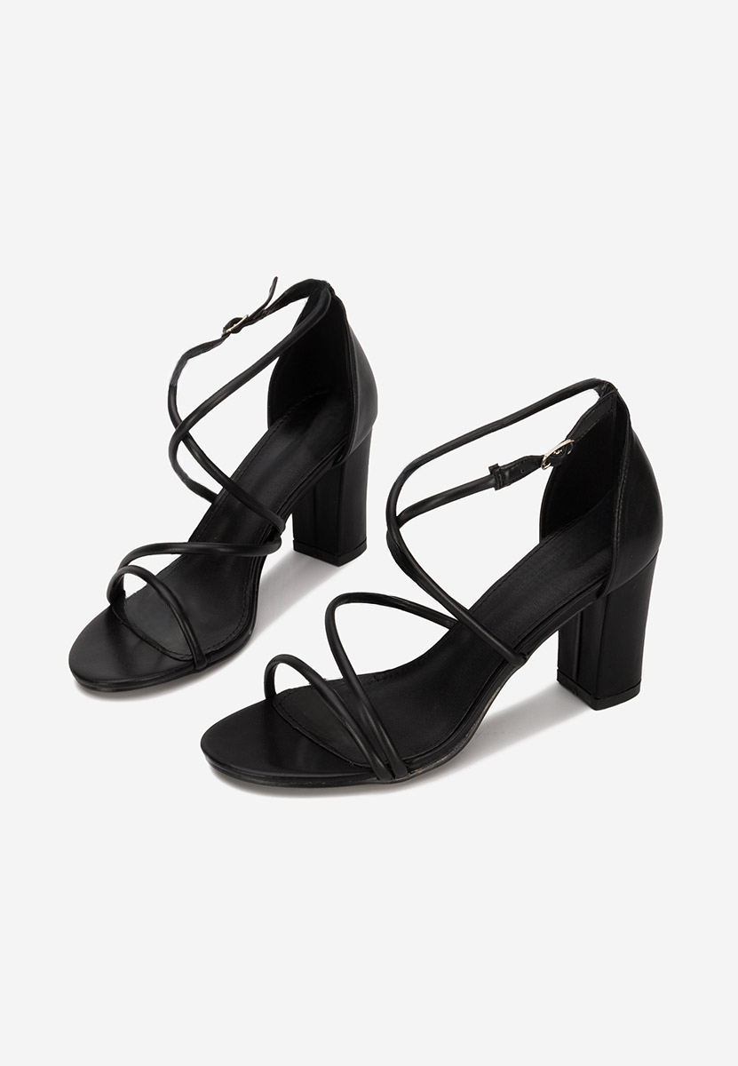 Sandale cu toc gros Zarila negre