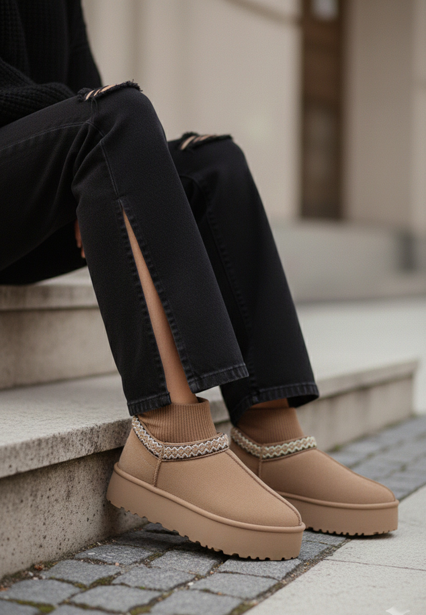 Cizme tip ugg Anadelia kaki