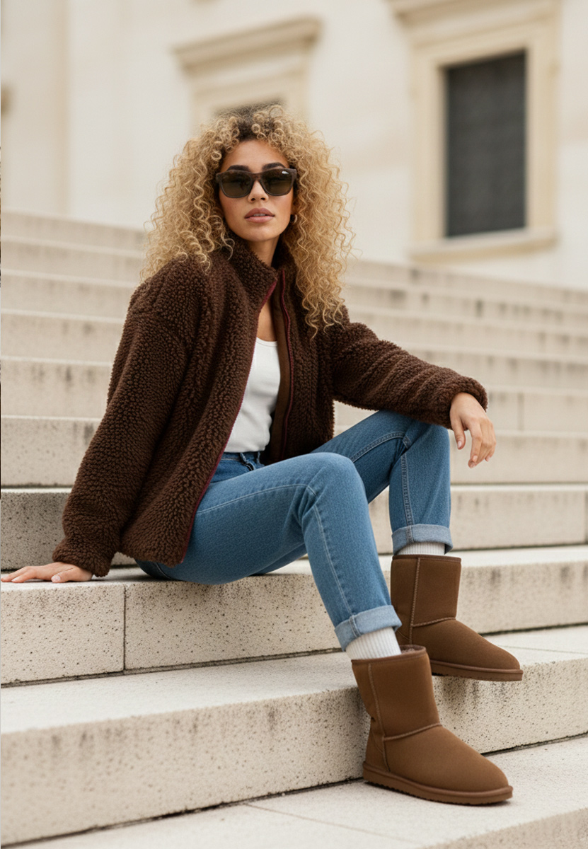 Cizme tip ugg Crisea V2 maro