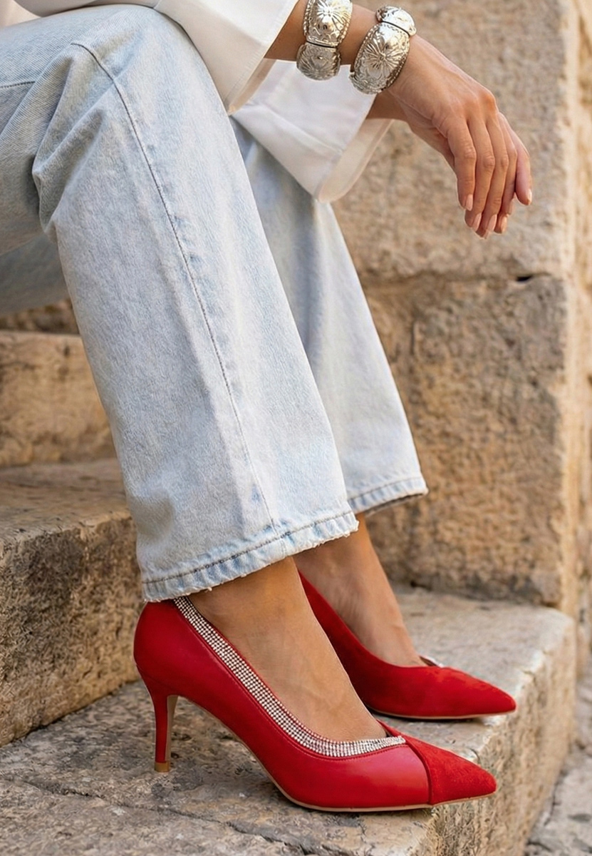 Pantofi cu toc stiletto Hassie rosii