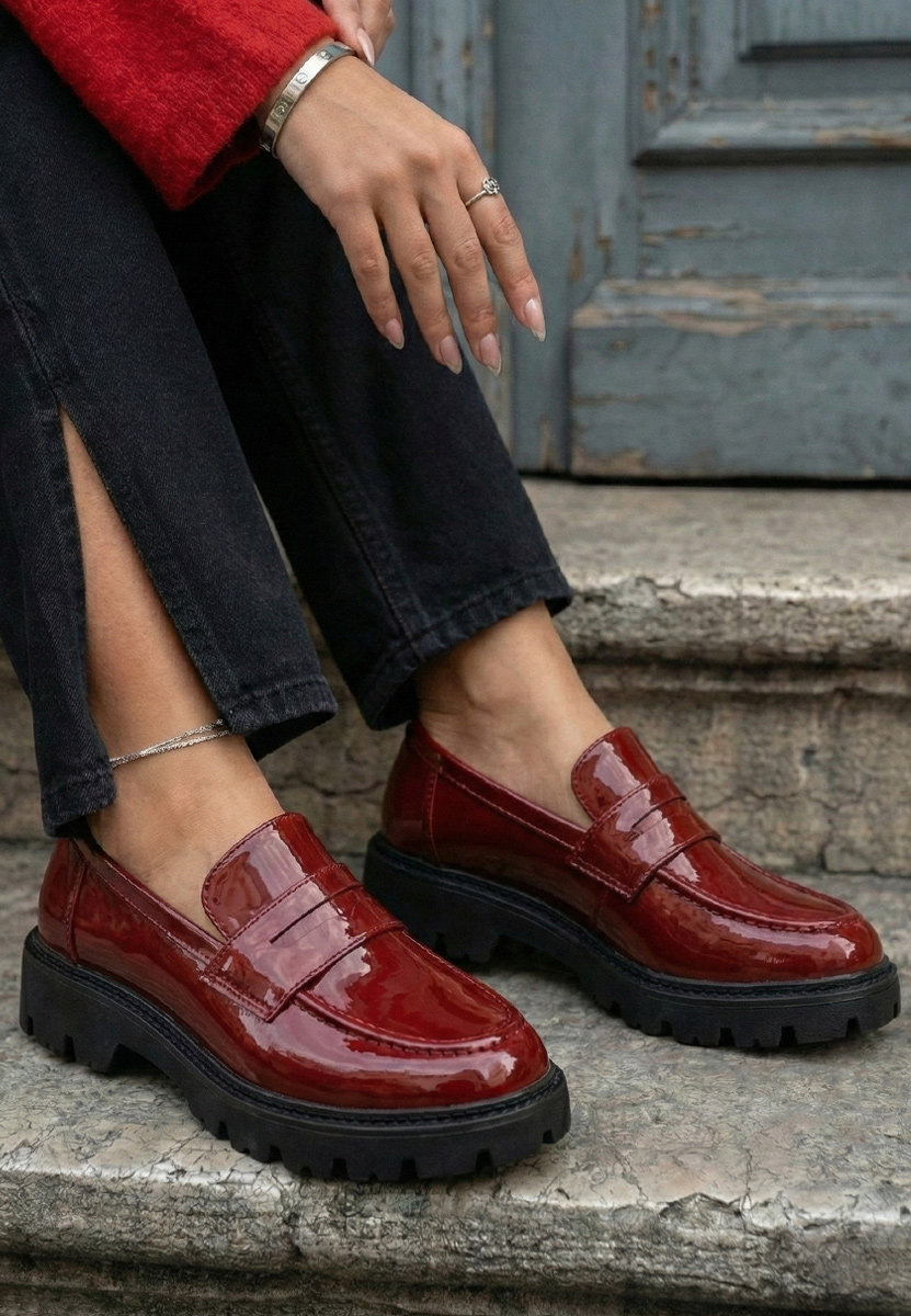 Mocasini cu talpa groasa Zampa grena