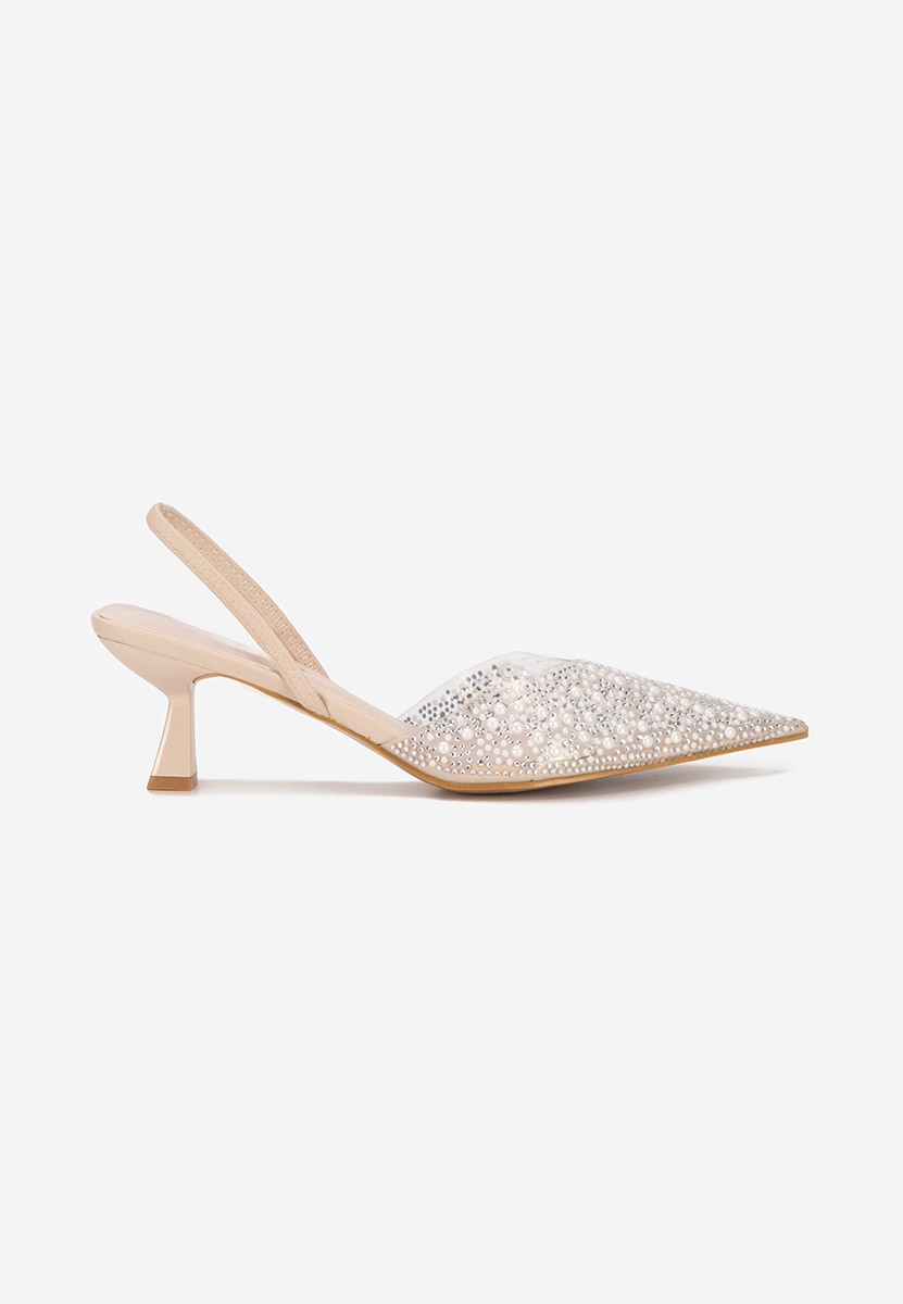 Pantofi cu toc Blingy bej
