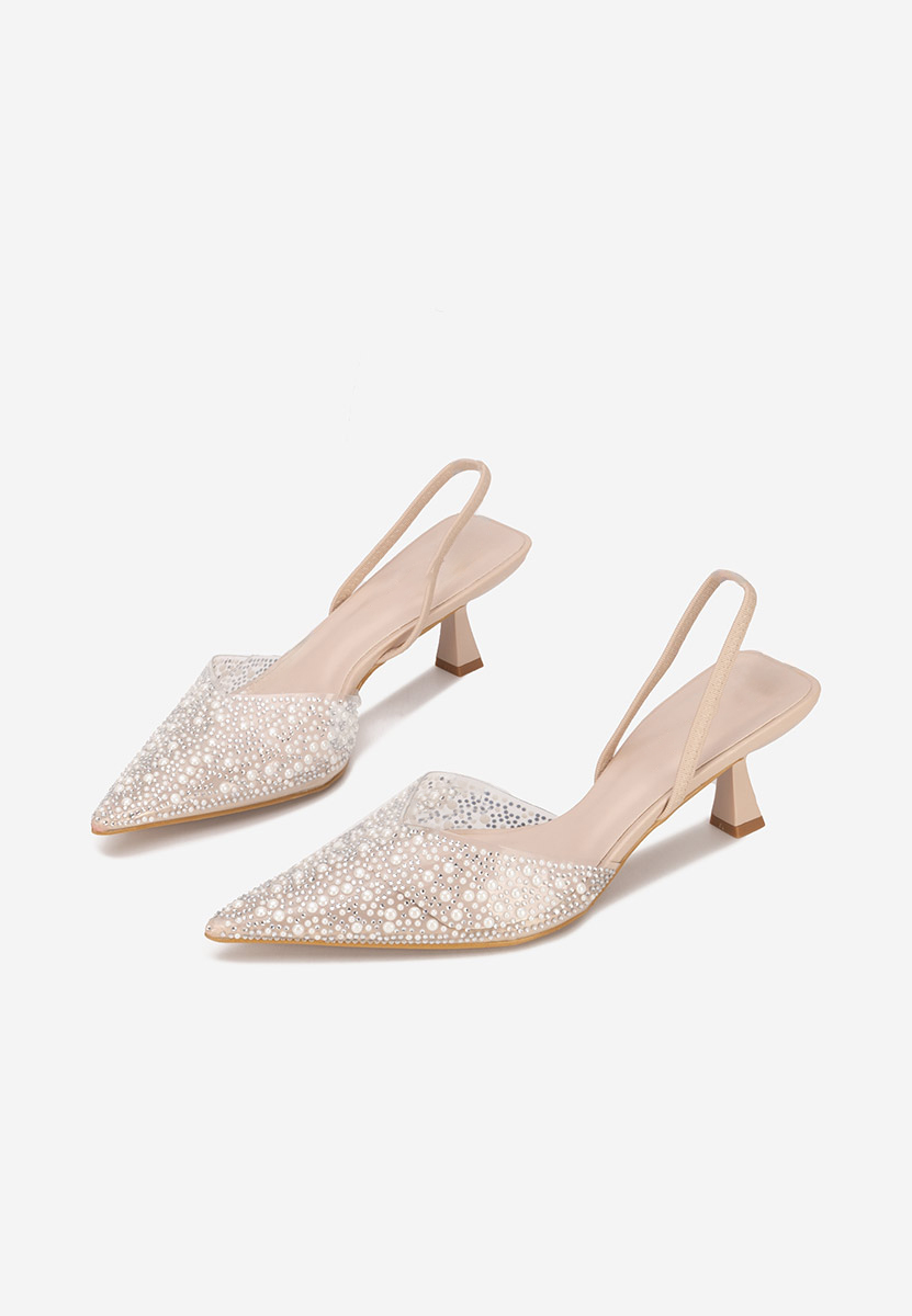 Pantofi cu toc Blingy bej