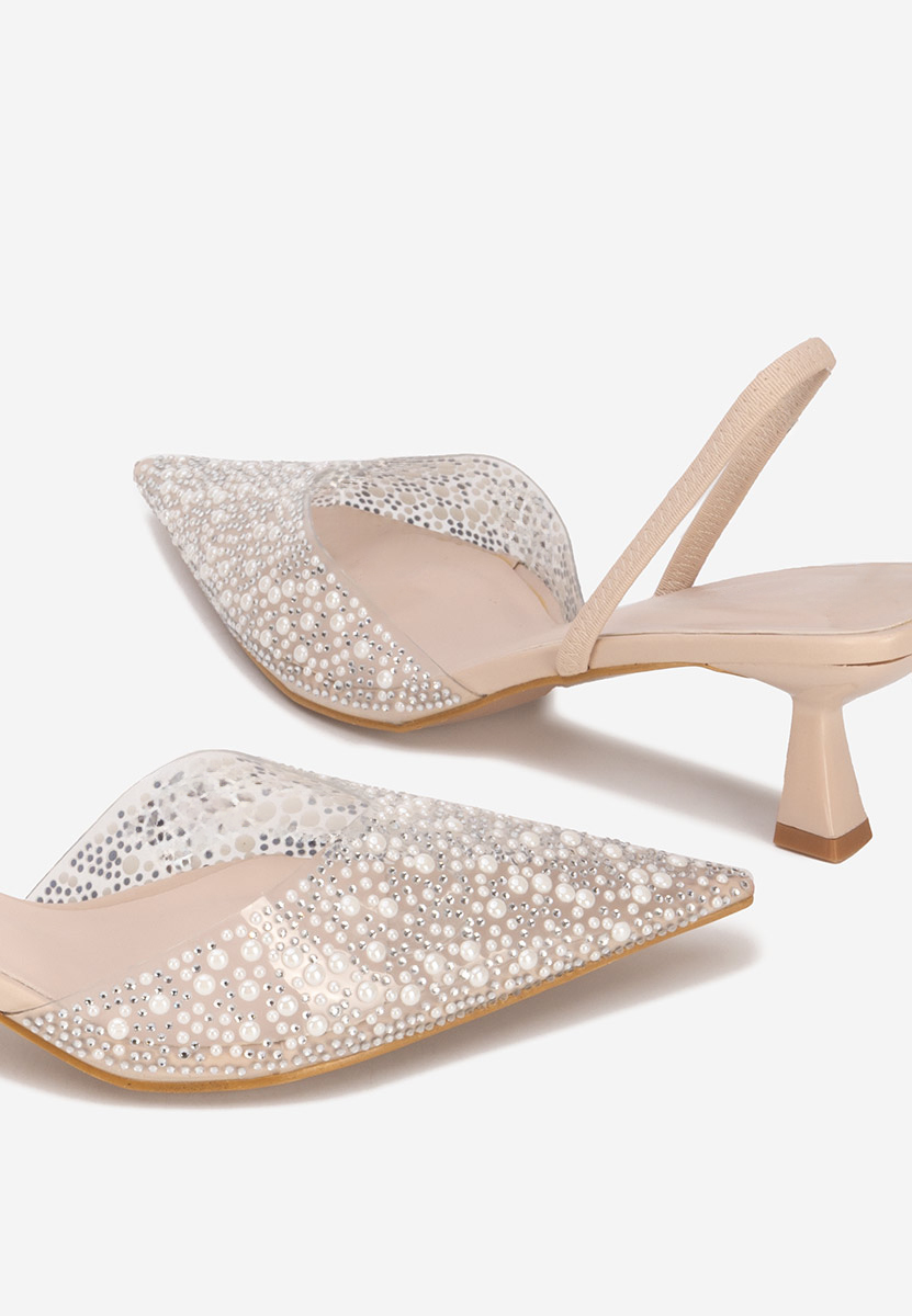 Pantofi cu toc Blingy bej