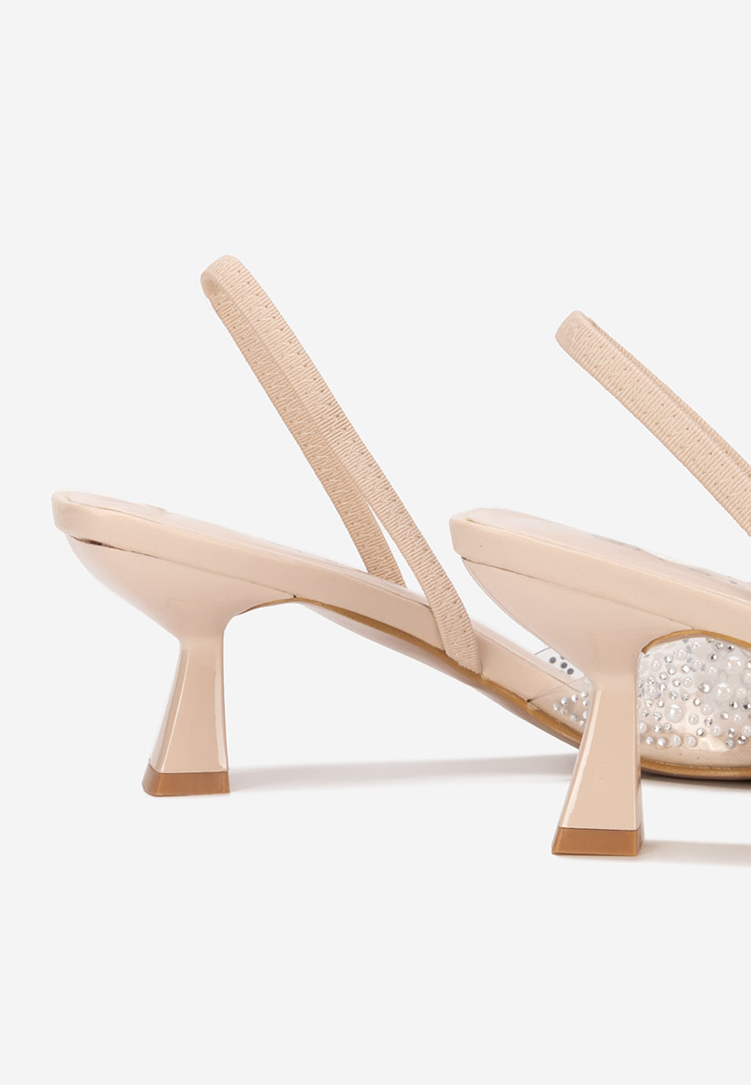 Pantofi cu toc Blingy bej