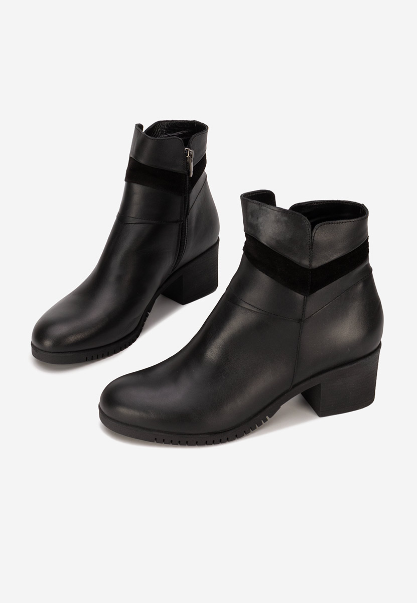 Botine cu toc gros Marlana negre