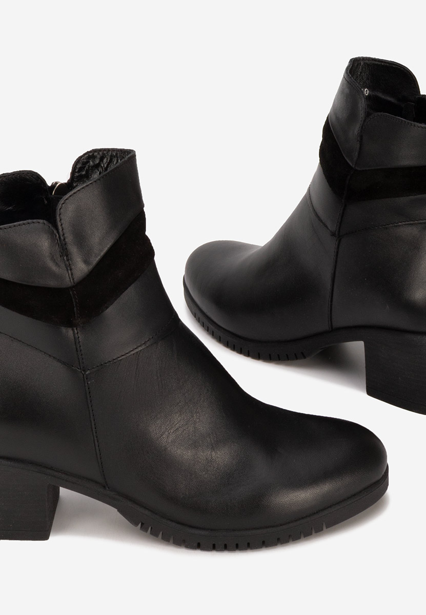 Botine cu toc gros Marlana negre