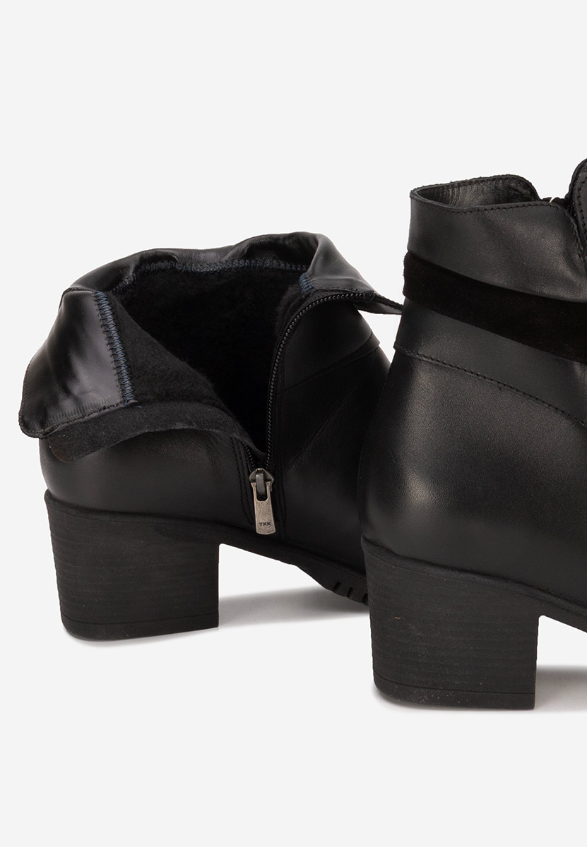 Botine cu toc gros Marlana negre