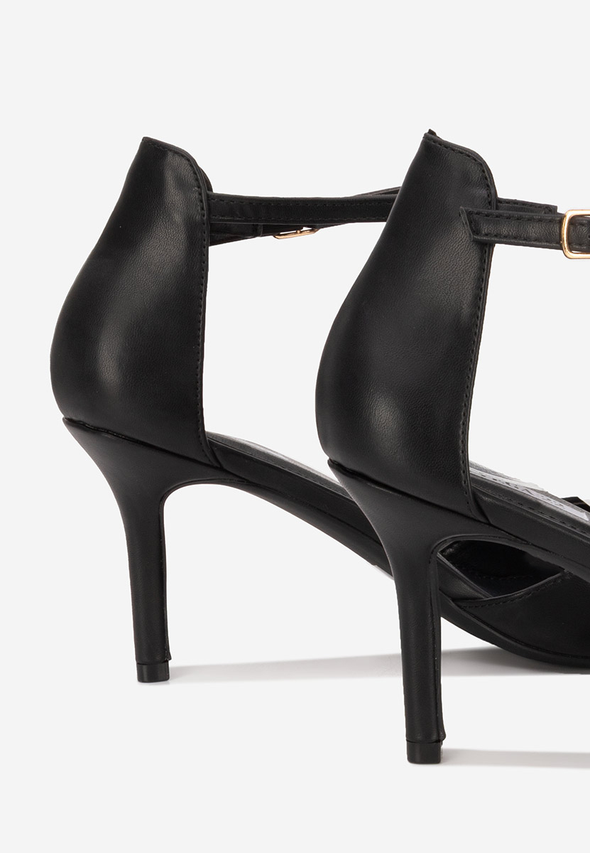 Sandale cu toc subtire Sceira negre