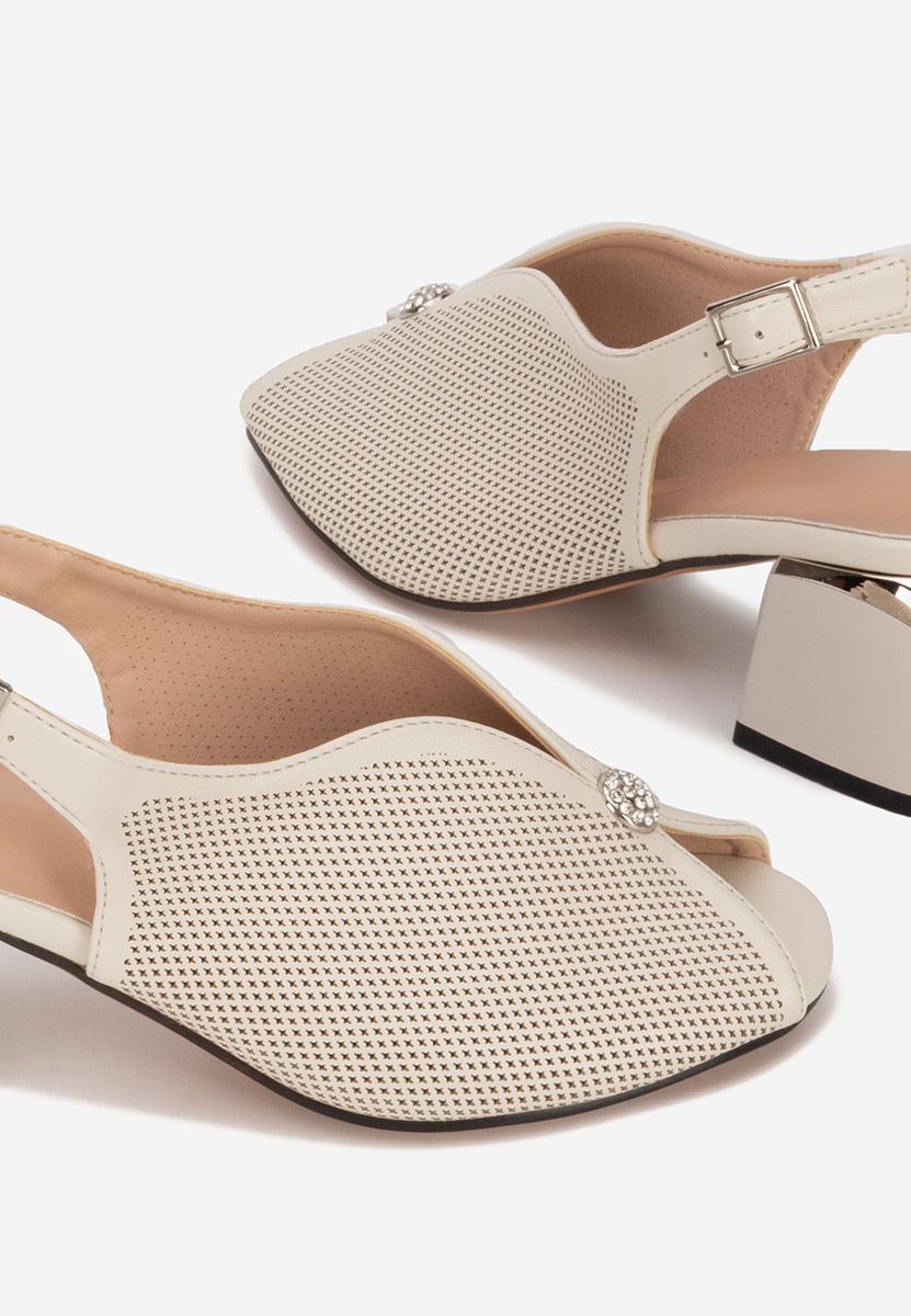 Sandale cu toc gros Lacie bej