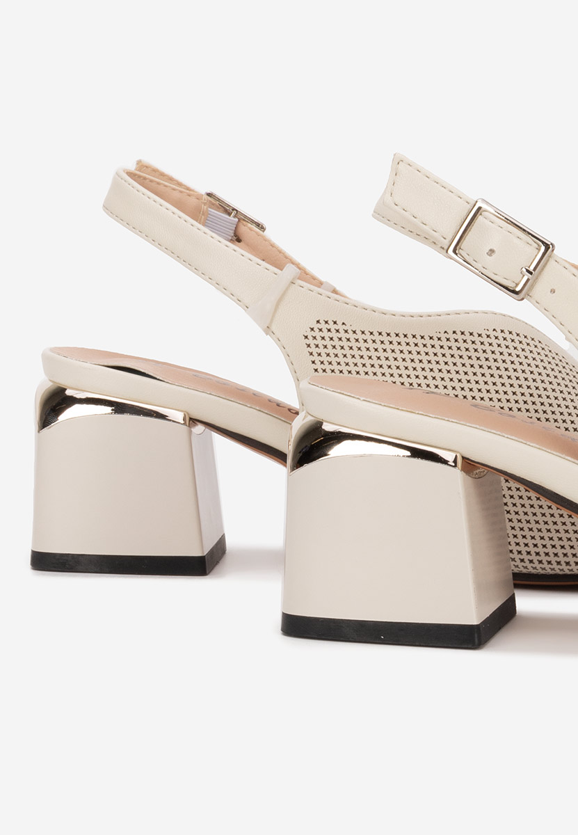 Sandale cu toc gros Lacie bej