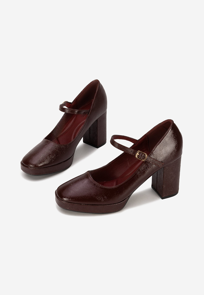 Pantofi cu toc gros Otela grena