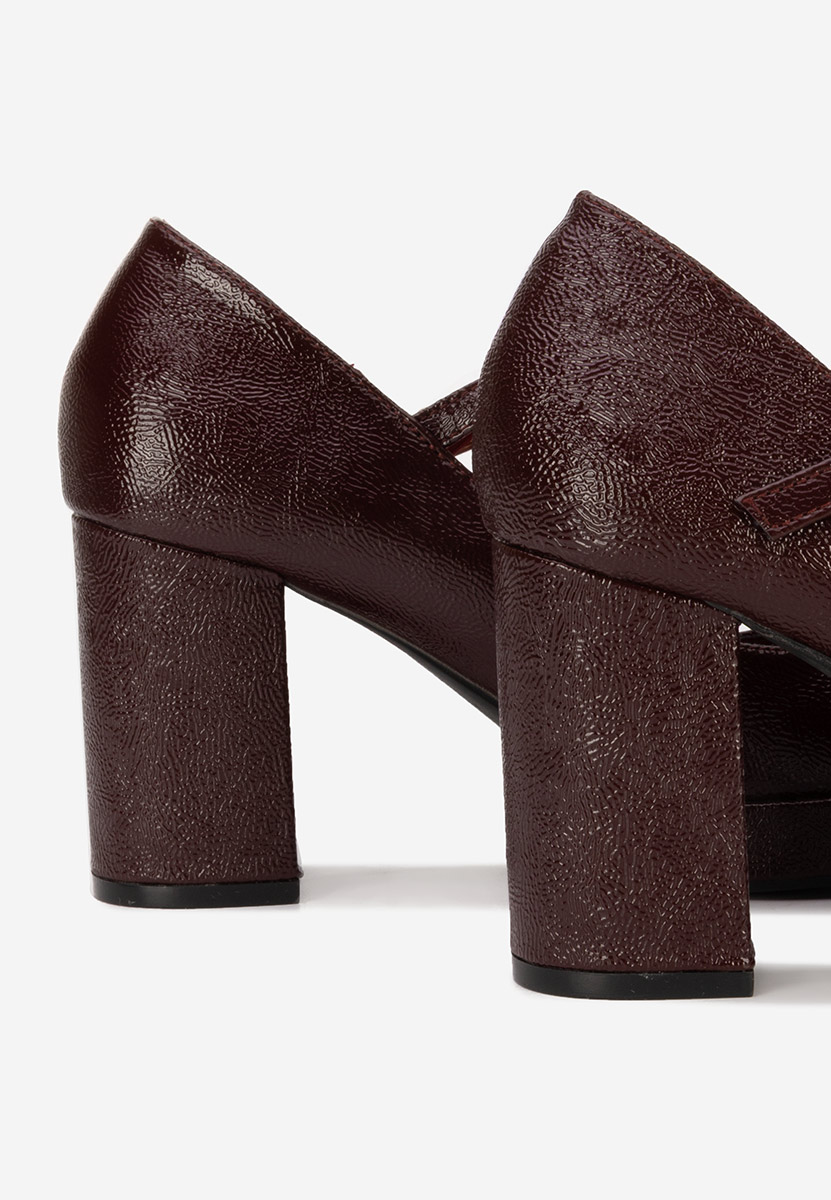 Pantofi cu toc gros Otela grena