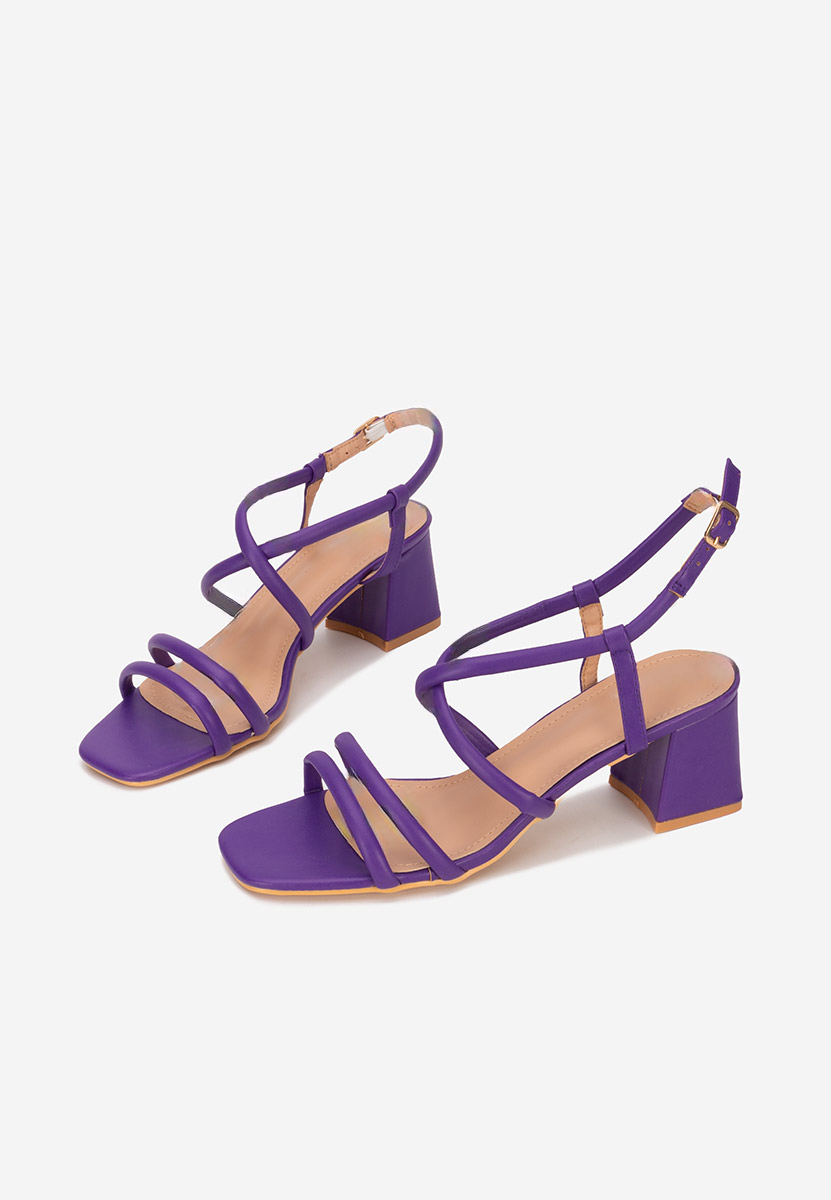 Sandale cu toc gros Clemena mov