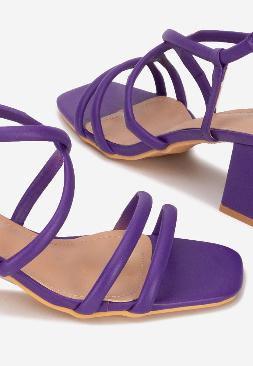 Sandale cu toc gros Clemena mov