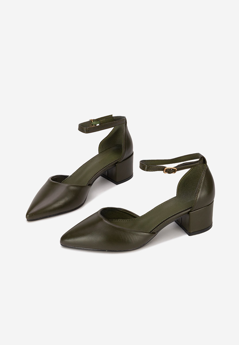 Pantofi cu toc gros Jordanna verzi