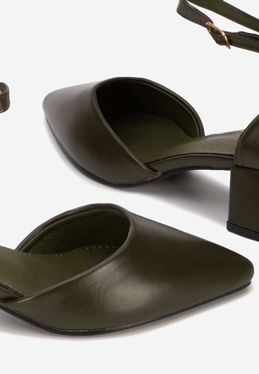 Pantofi cu toc gros Jordanna verzi