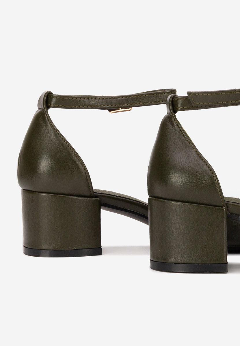 Pantofi cu toc gros Jordanna verzi