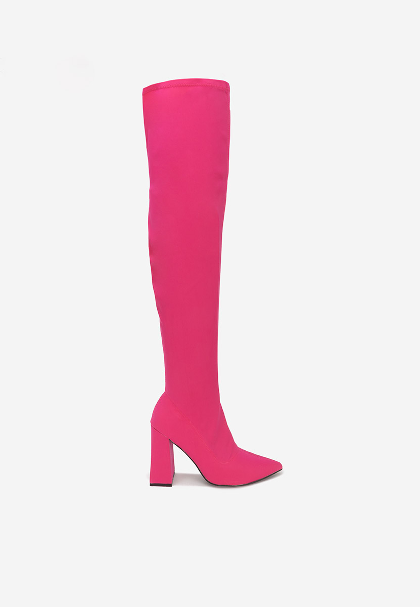 Cizme lungi cu toc fucsia Alexania