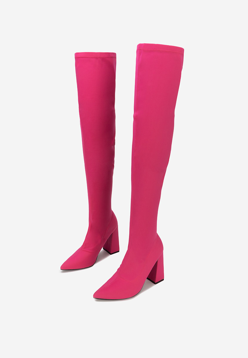 Cizme lungi cu toc fucsia Alexania