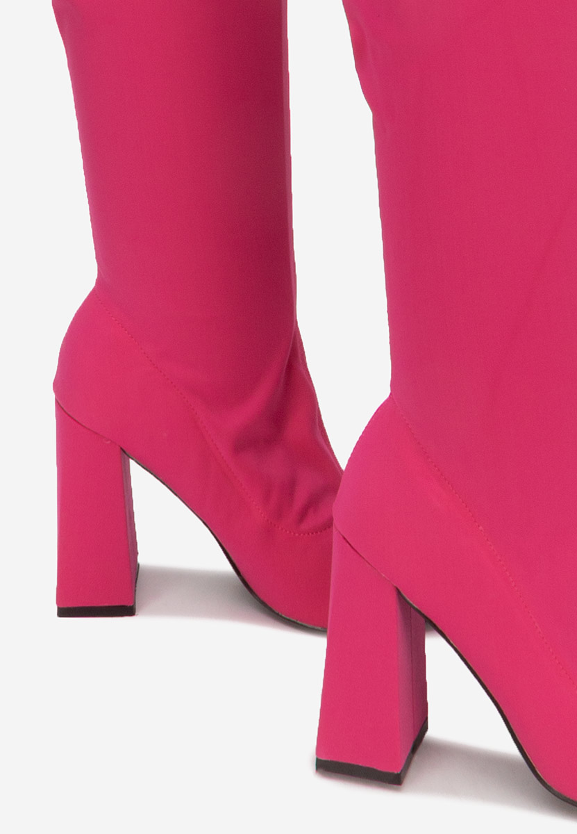 Cizme lungi cu toc fucsia Alexania