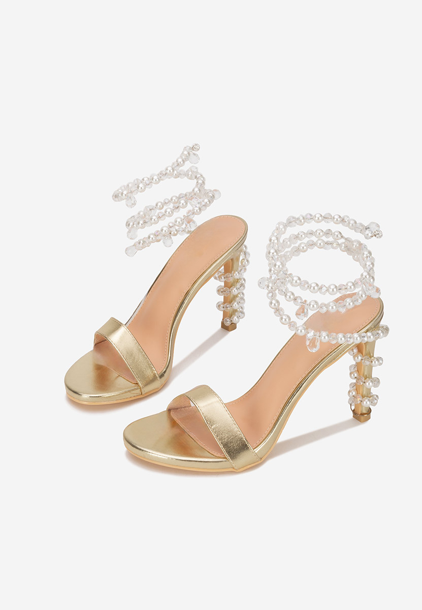 Sandale cu toc subtire Amaia aurii