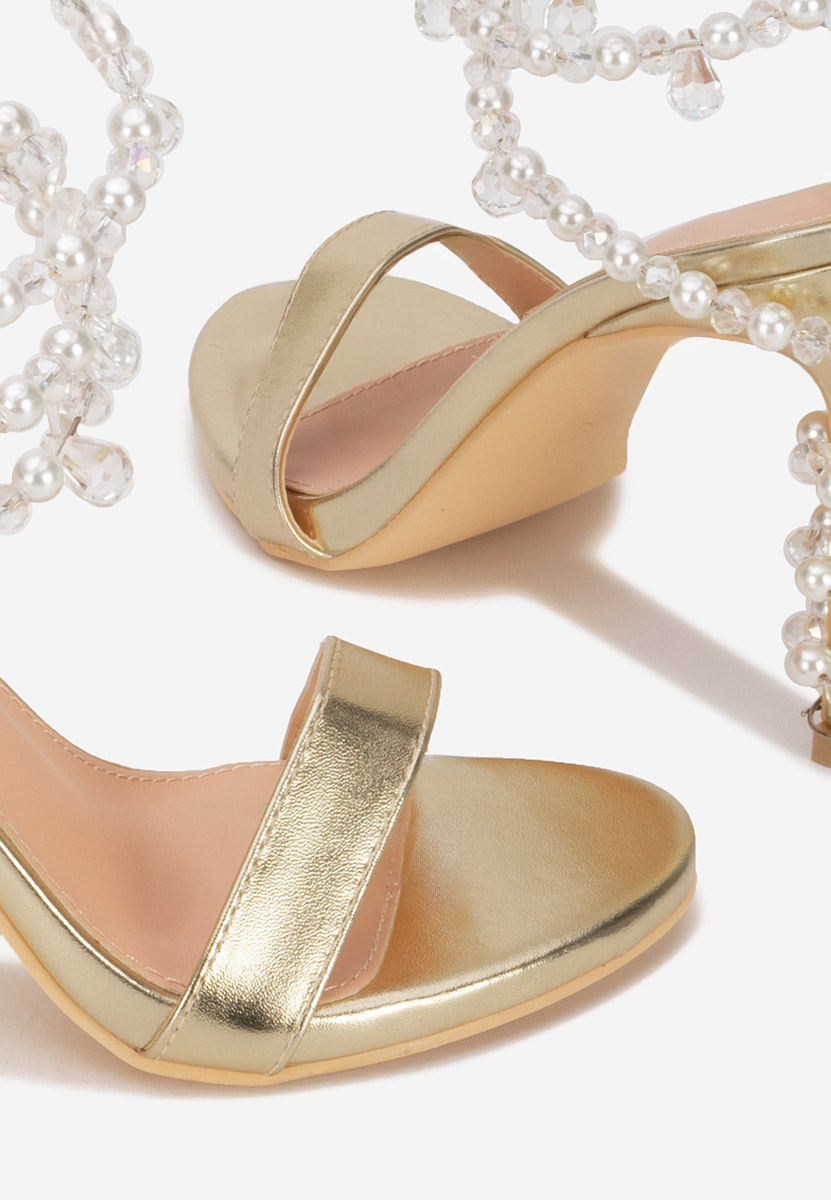 Sandale cu toc subtire Amaia aurii