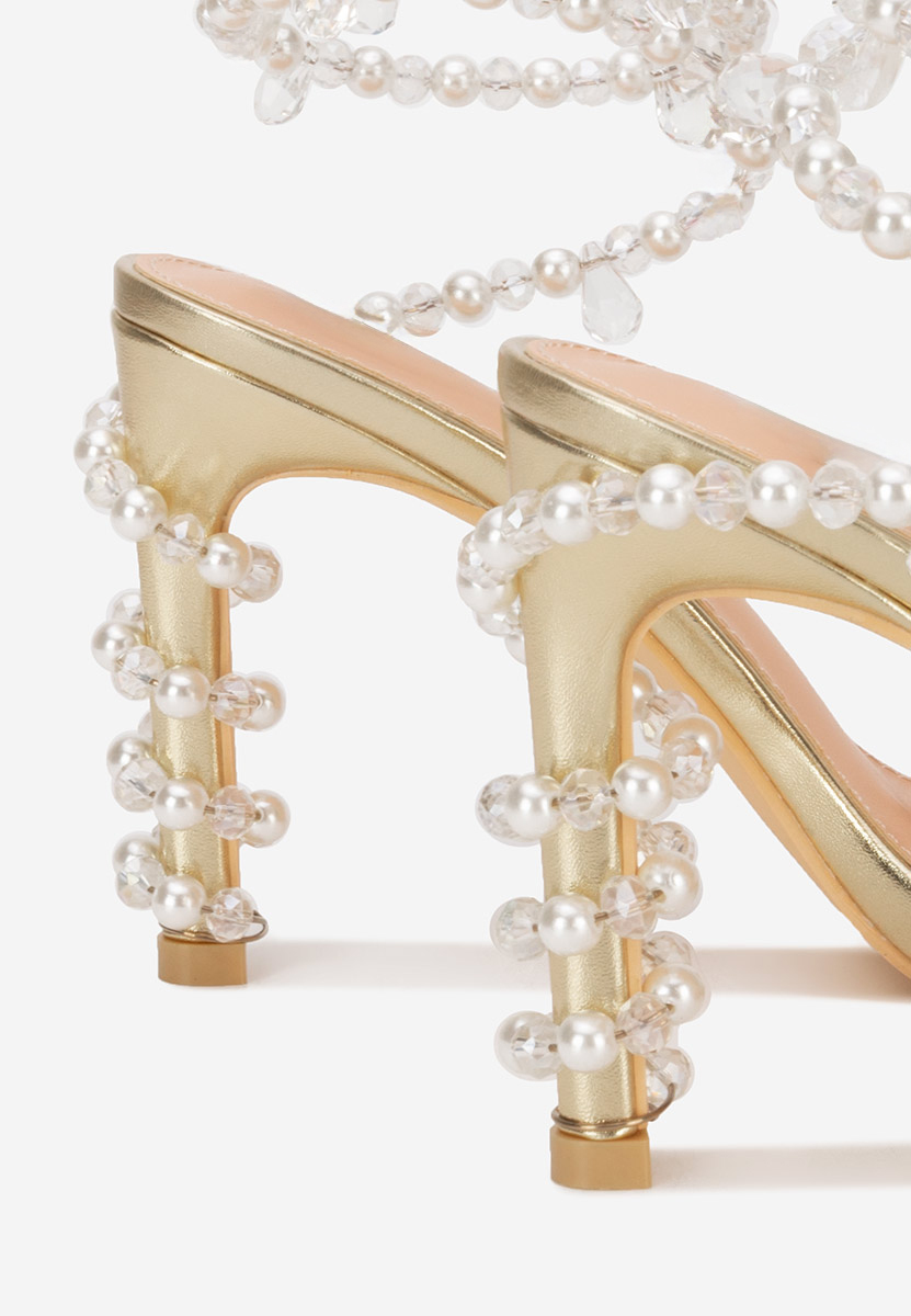 Sandale cu toc subtire Amaia aurii