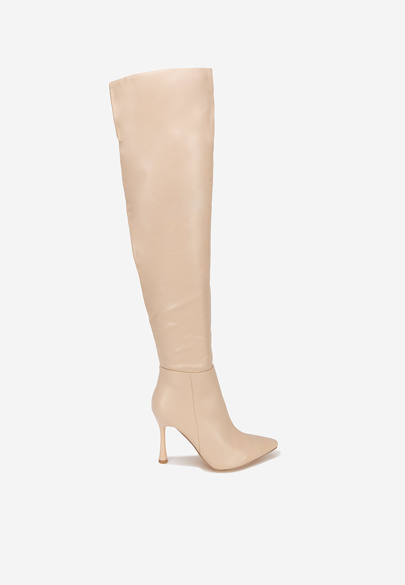 Cizme lungi peste genunchi bej Monica