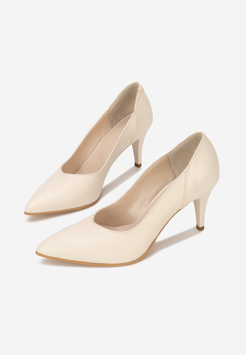 Pantofi stiletto piele bej Villemomble