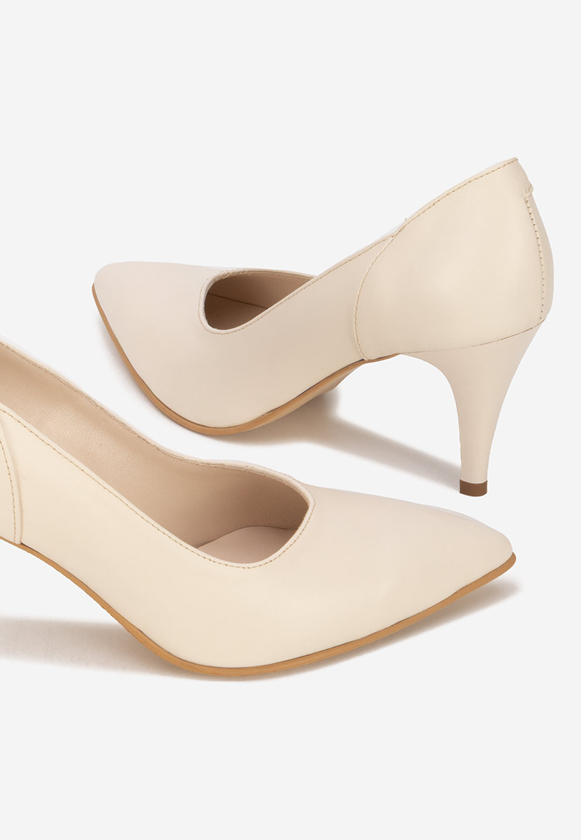Pantofi stiletto piele bej Villemomble
