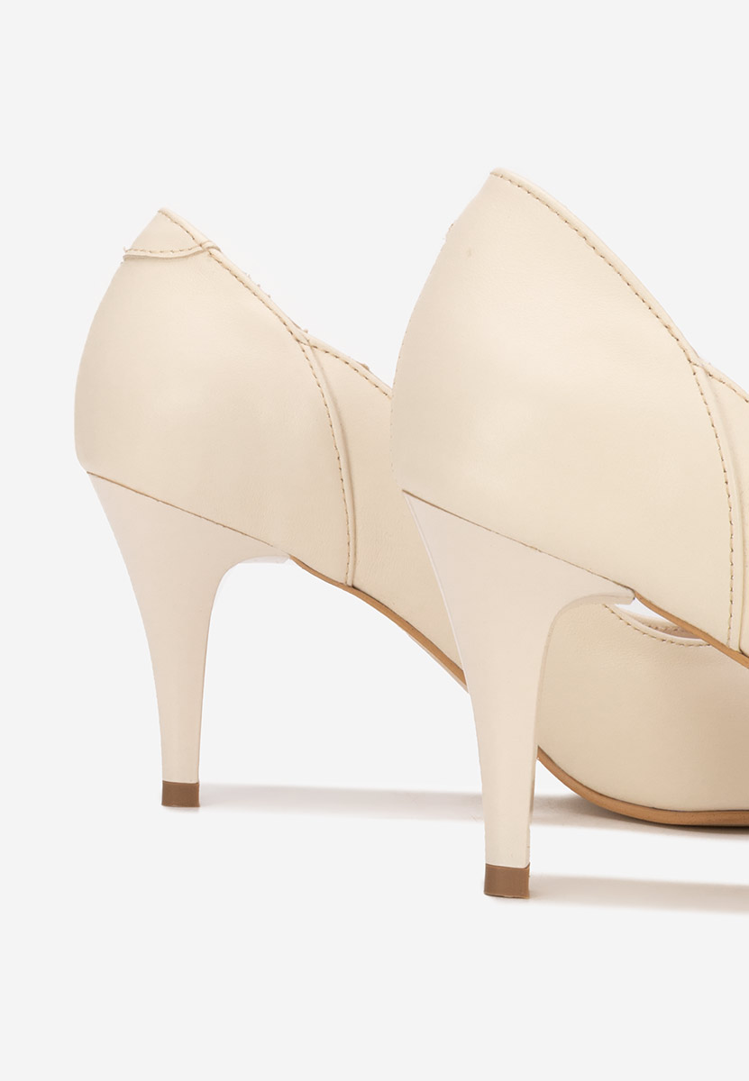 Pantofi stiletto piele bej Villemomble