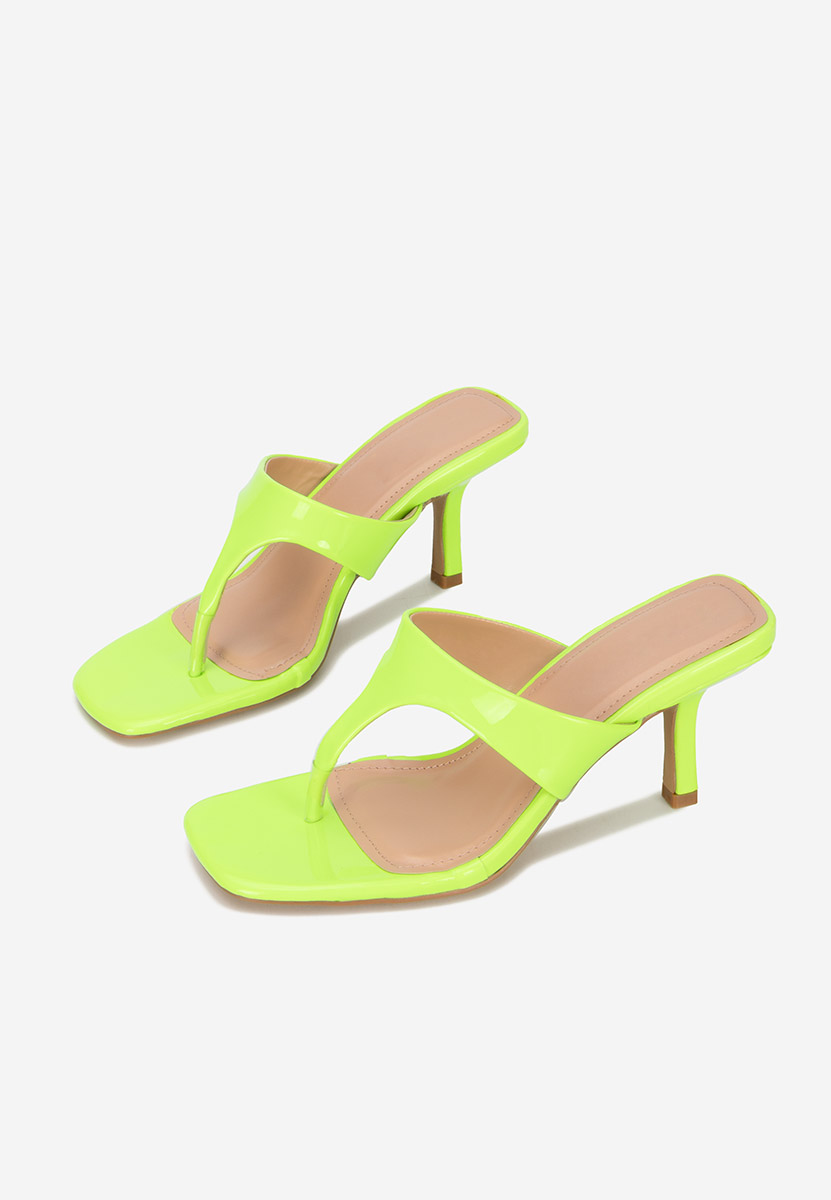 Papuci cu toc Celadona verzi