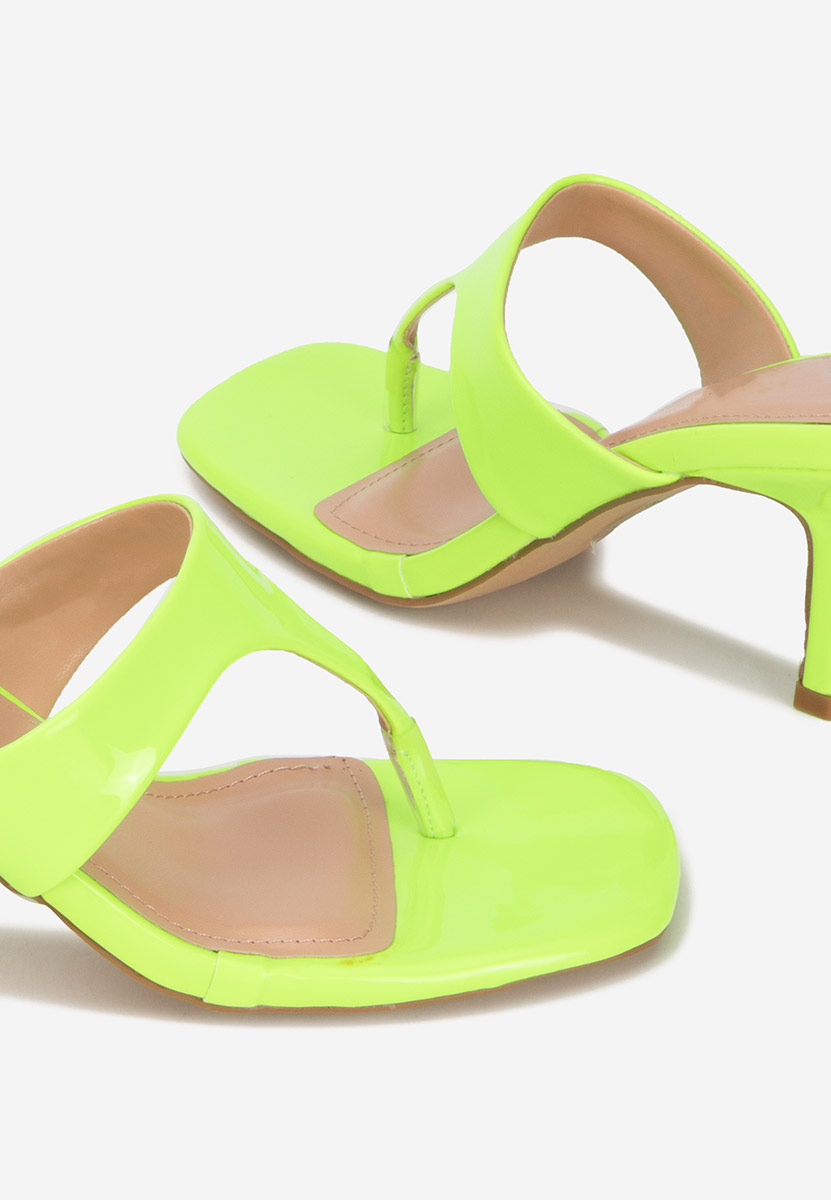 Papuci cu toc Celadona verzi