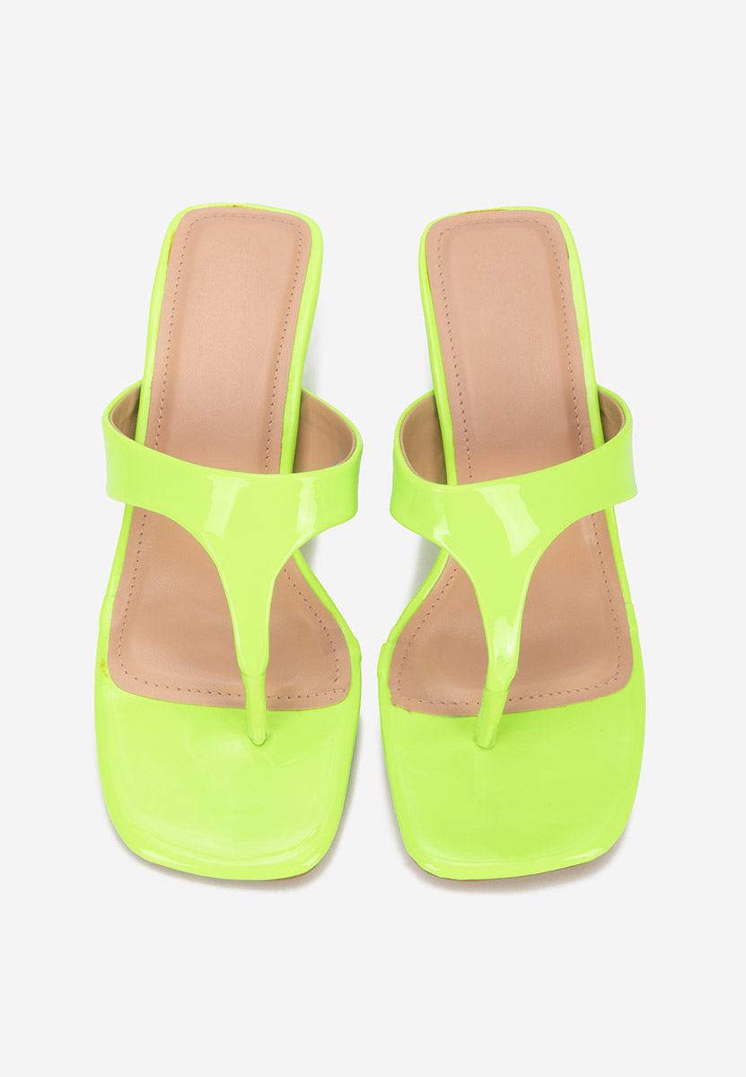 Papuci cu toc Celadona verzi