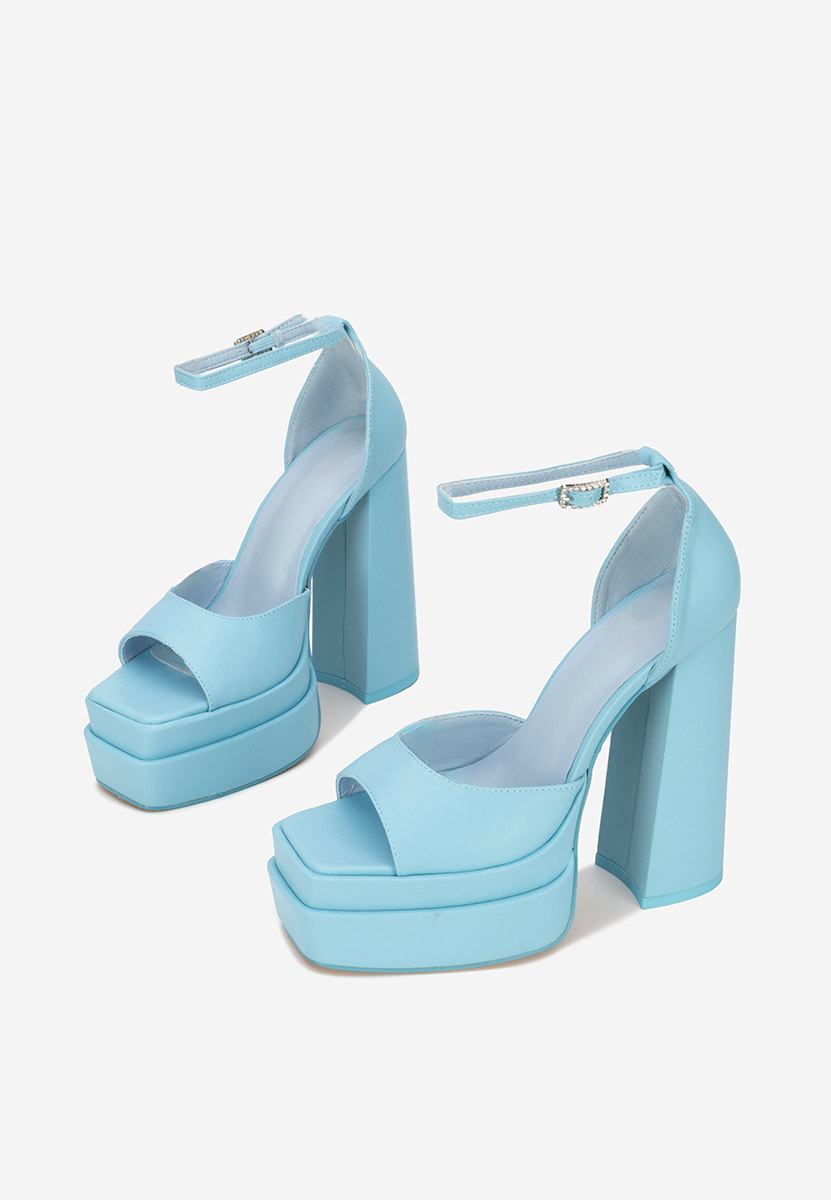 Sandale cu toc gros si platforma Riza V2 albastre