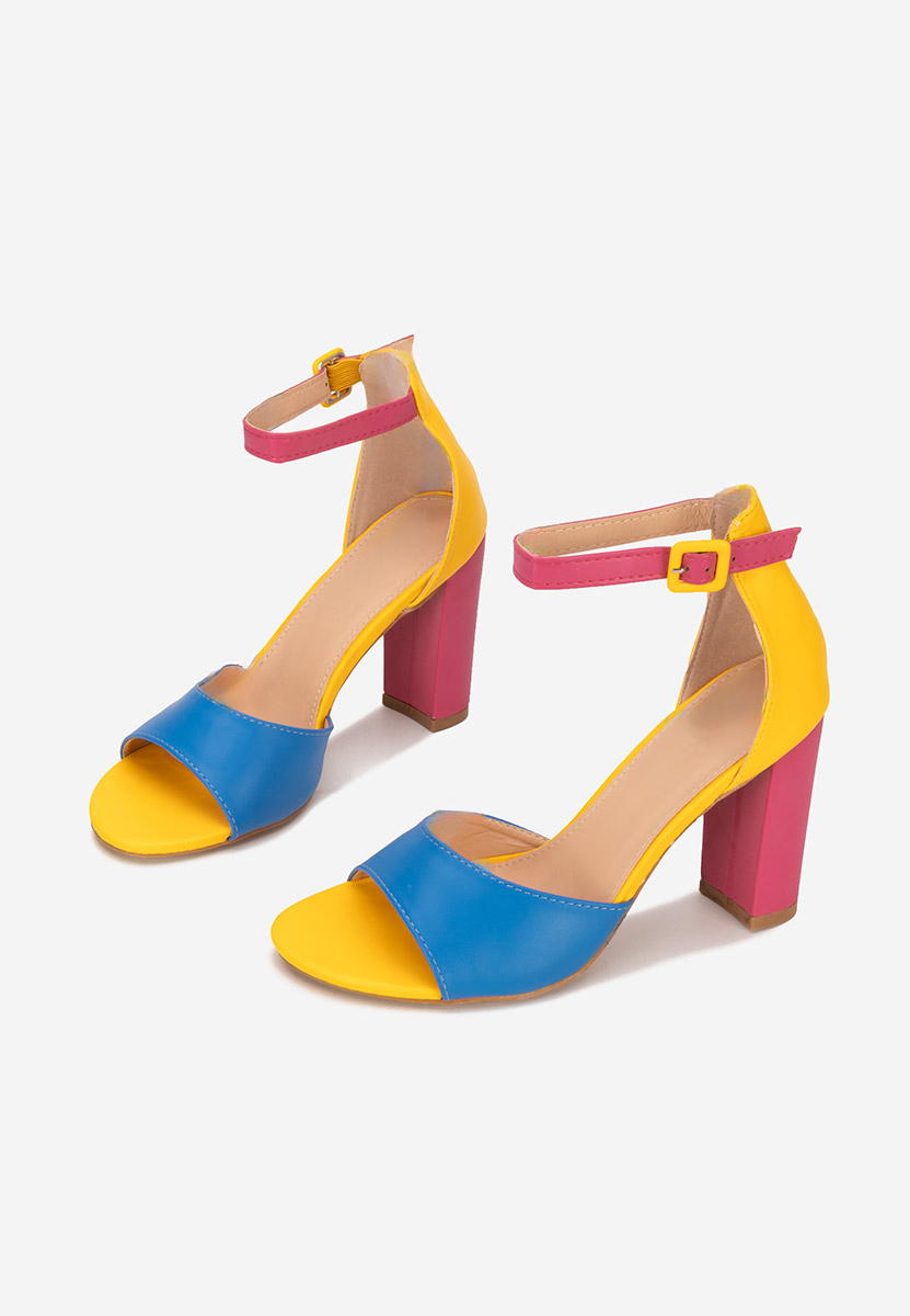 Sandale cu toc gros Zandra multicolore