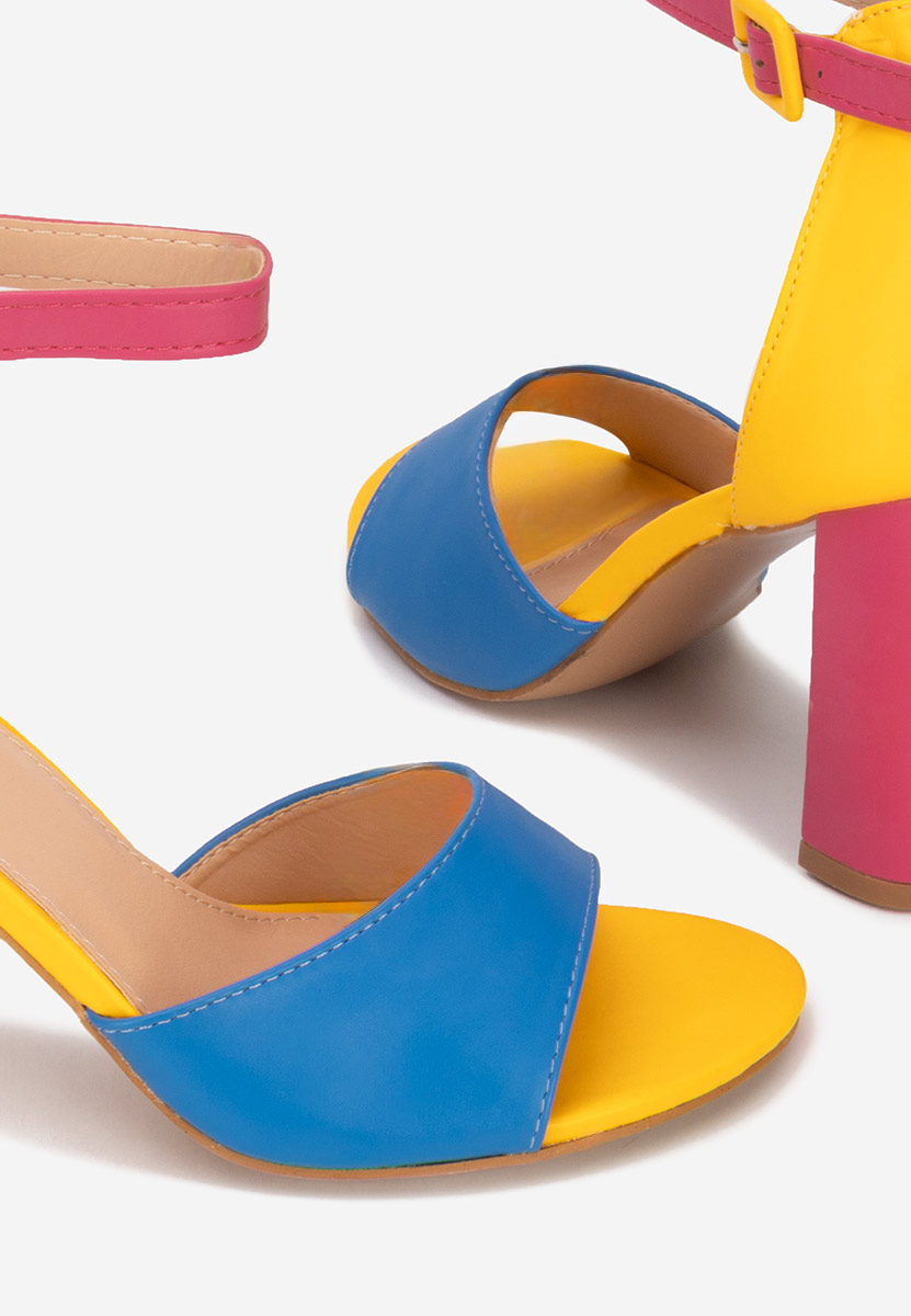 Sandale cu toc gros Zandra multicolore