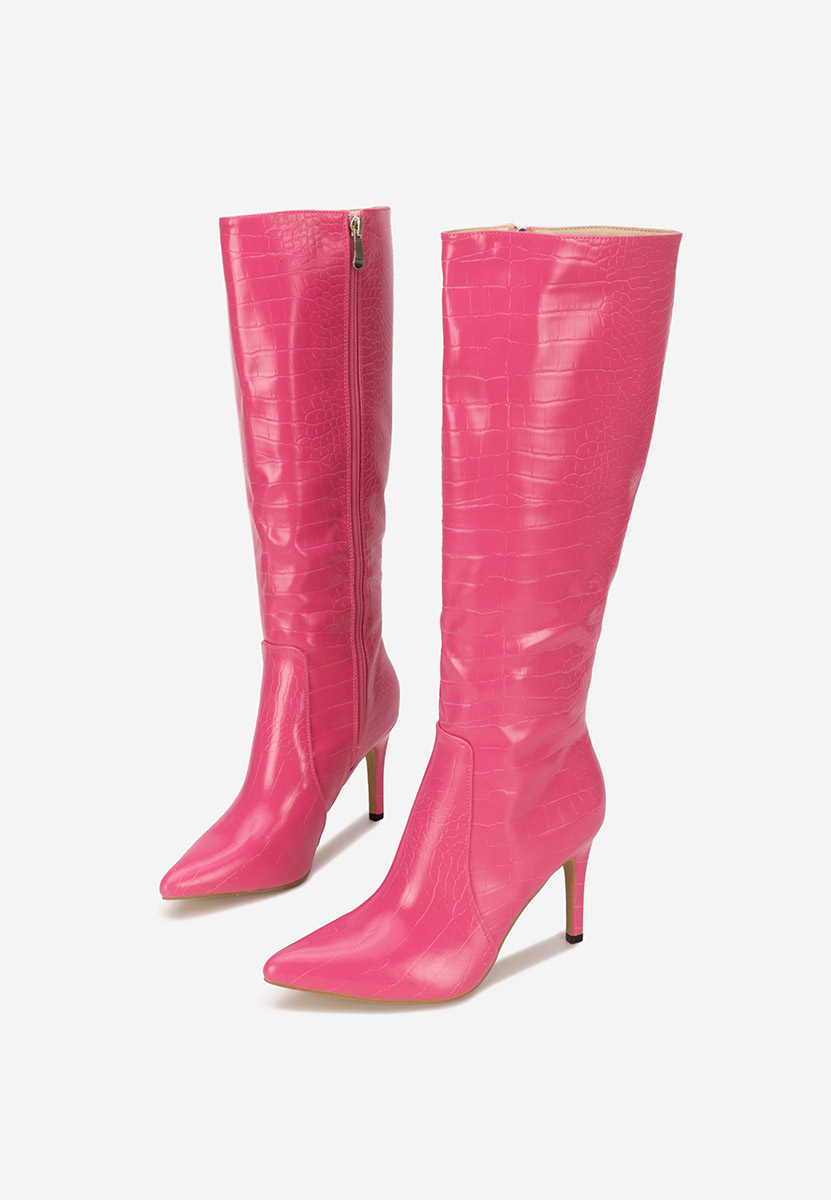 Cizme cu toc subtire Pandera fucsia