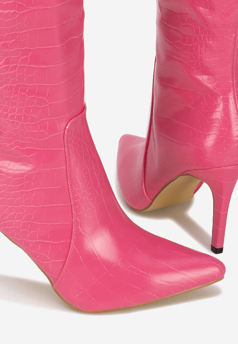 Cizme cu toc subtire Pandera fucsia