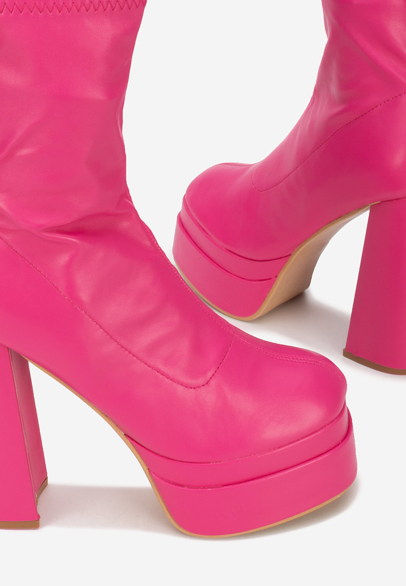 Botine cu toc si platforma Aguaria fucsia