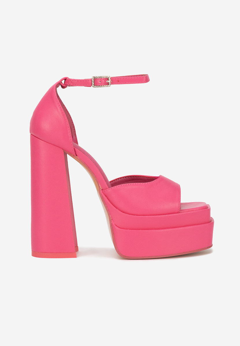 Sandale cu toc gros si platforma Riza V2 fucsia