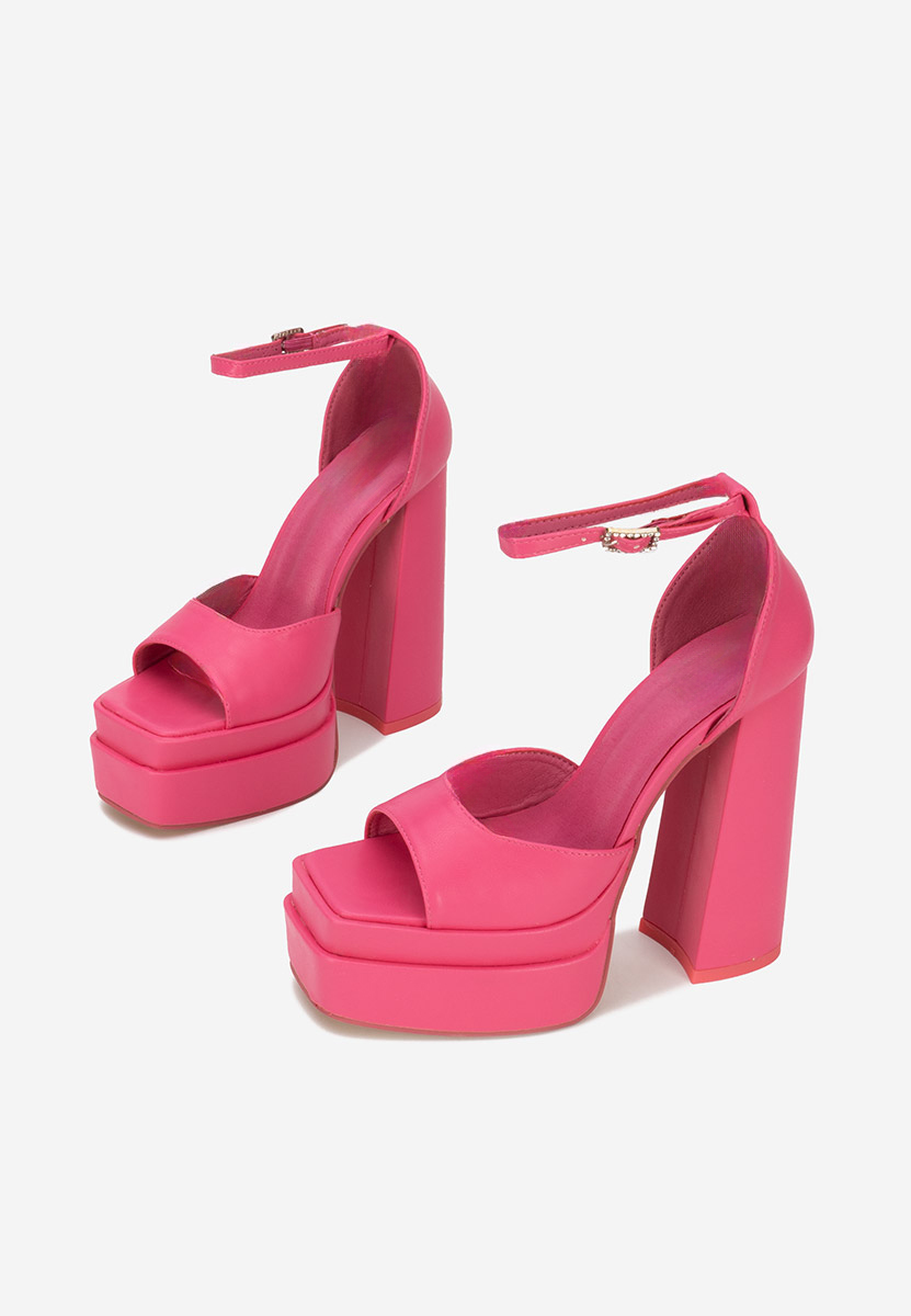 Sandale cu toc gros si platforma Riza V2 fucsia