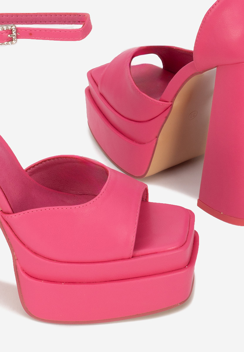Sandale cu toc gros si platforma Riza V2 fucsia